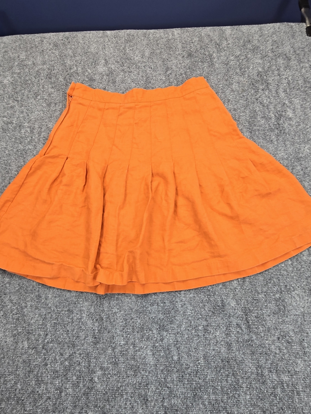 Stanley Blacker 100% Linen Orange A-Line Skirt Womens Size 14 Pleated Short - Picture 5 of 5